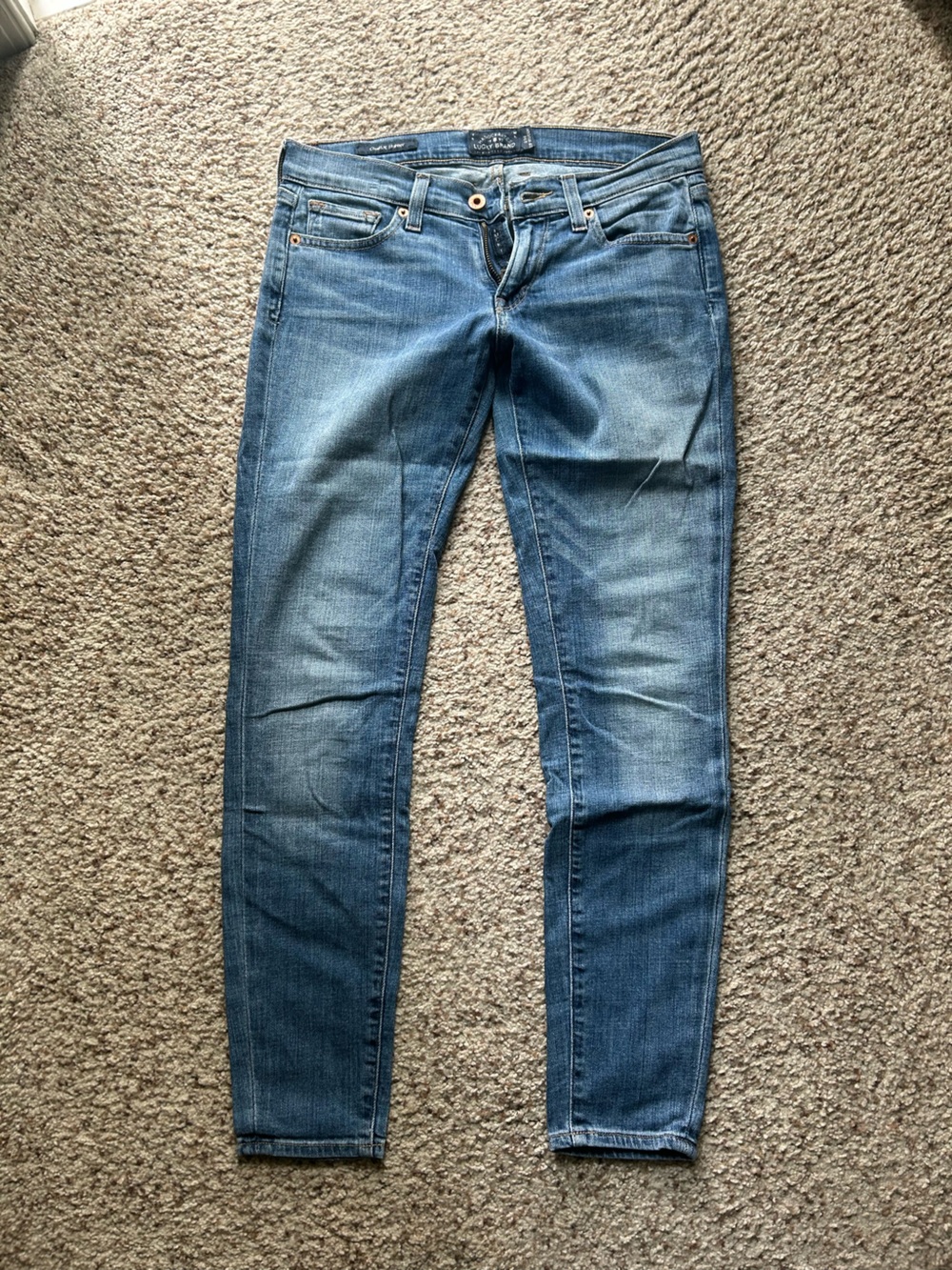 Lucky Brand Distressed Slim Skinny Jeans - Medium Blue Wash